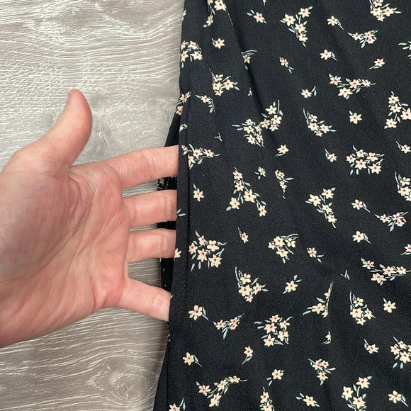 American Eagle One Shoulder Boho Black Floral Dress with Pockets L - Picture 8 of 14